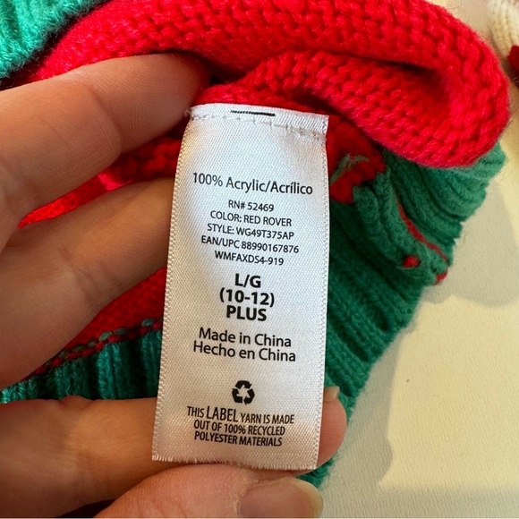 HOLIDAY TIME Christmas Sweater~Flip Sequin Green/Silver Heart~Girls L 10-12 PLUS - Picture 8 of 12